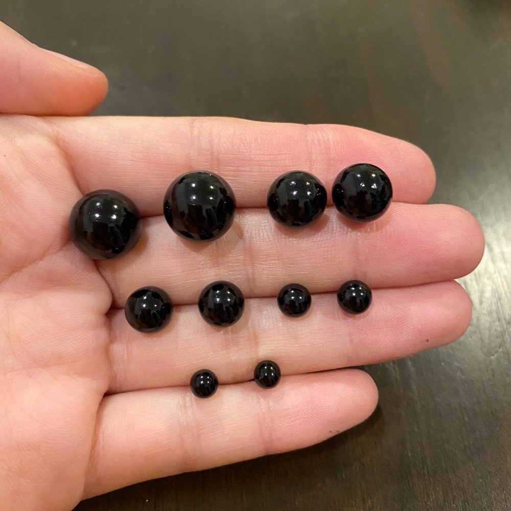 5 pairs black ball earrings set